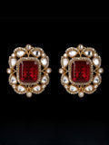 Ishhaara Red Moissanite Polki Earring