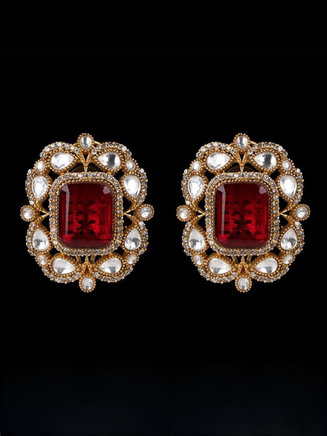 Ishhaara Red Moissanite Polki Earring