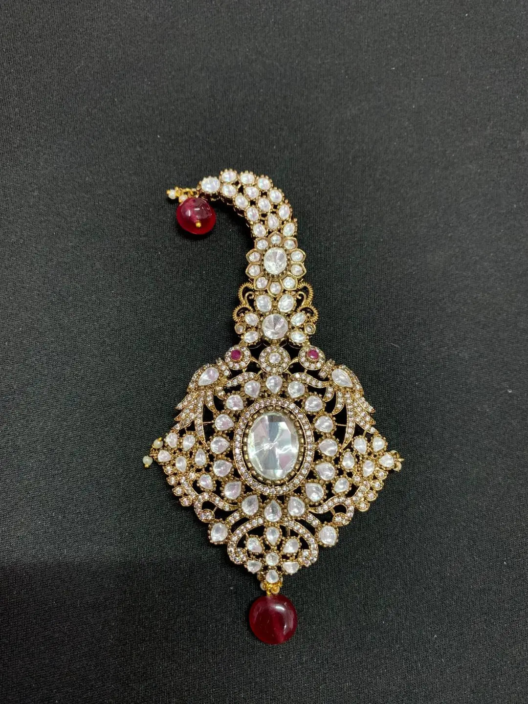 Ishhaara Red Moissanite Polki Kalangi
