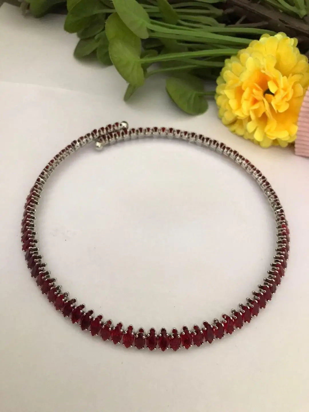 Ishhaara Red Multicolor Casual Wear Semi Precious Stone Necklace Set