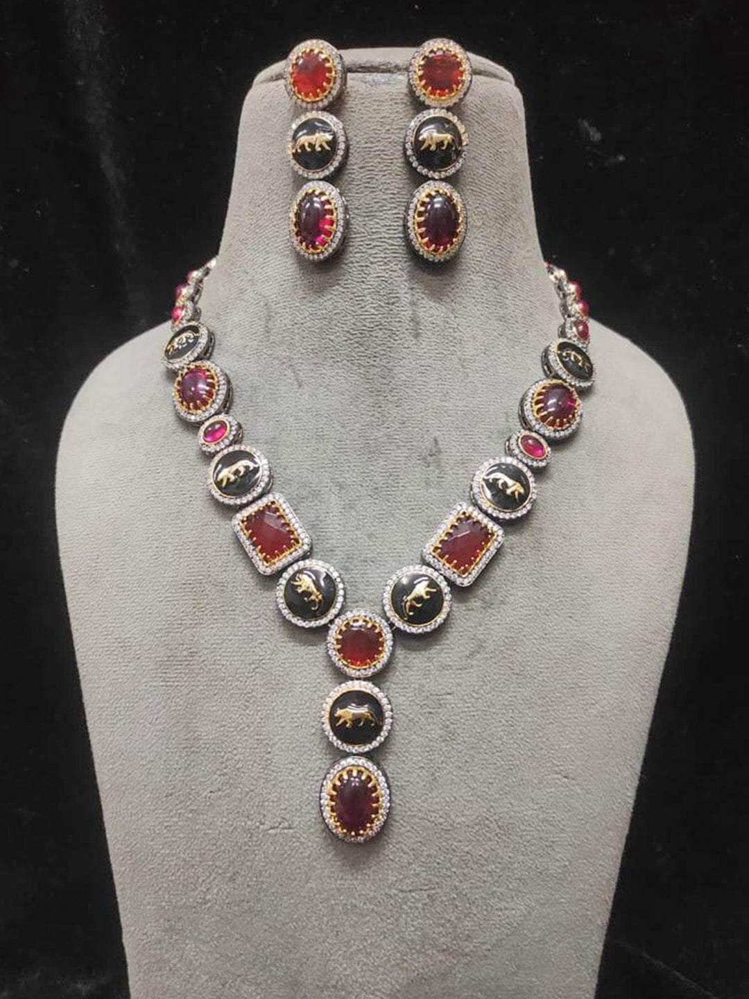 Ishhaara Multicolor Designer Stone Studded Necklace Set