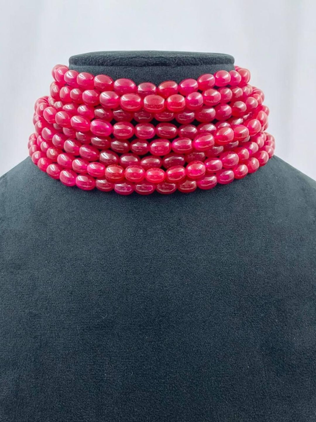 Ishhaara Red Multilayered Beads Choker Necklace