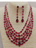 Ishhaara Red Multilayered Zirconia Necklace Set