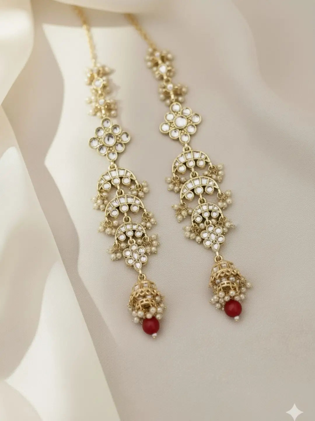 Ishhaara Red Noor String Earrings