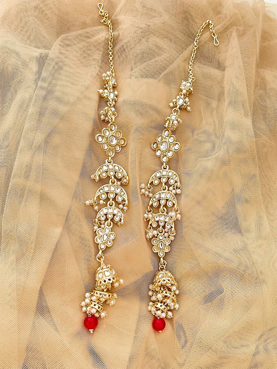 Ishhaara Red Noor String Earrings