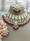 Ishhaara Red Oval Shaped Polki Kundan Studded Choker