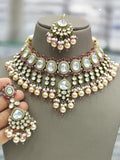 Ishhaara Red Oval Shaped Polki Kundan Studded Choker