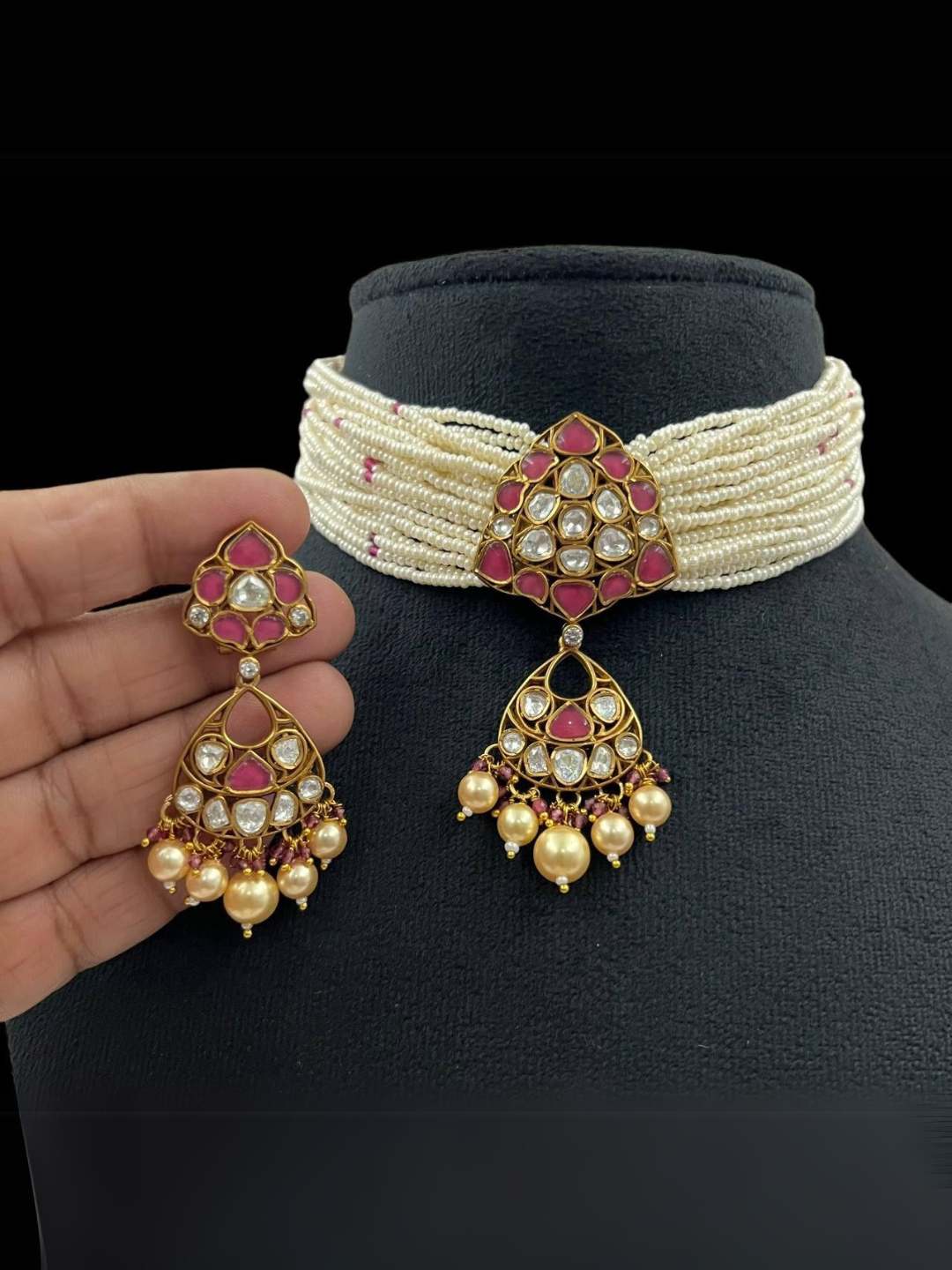 Ishhaara Red Pachi Kundan Choker Set