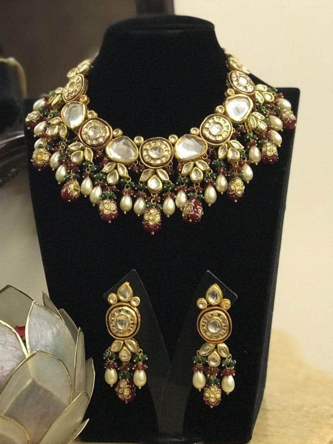 Ishhaara Paloma Rao In Kundan With Meena Design Necklace Set