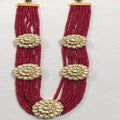 Ishhaara Red Patchi Kundan Chakra Long Necklace
