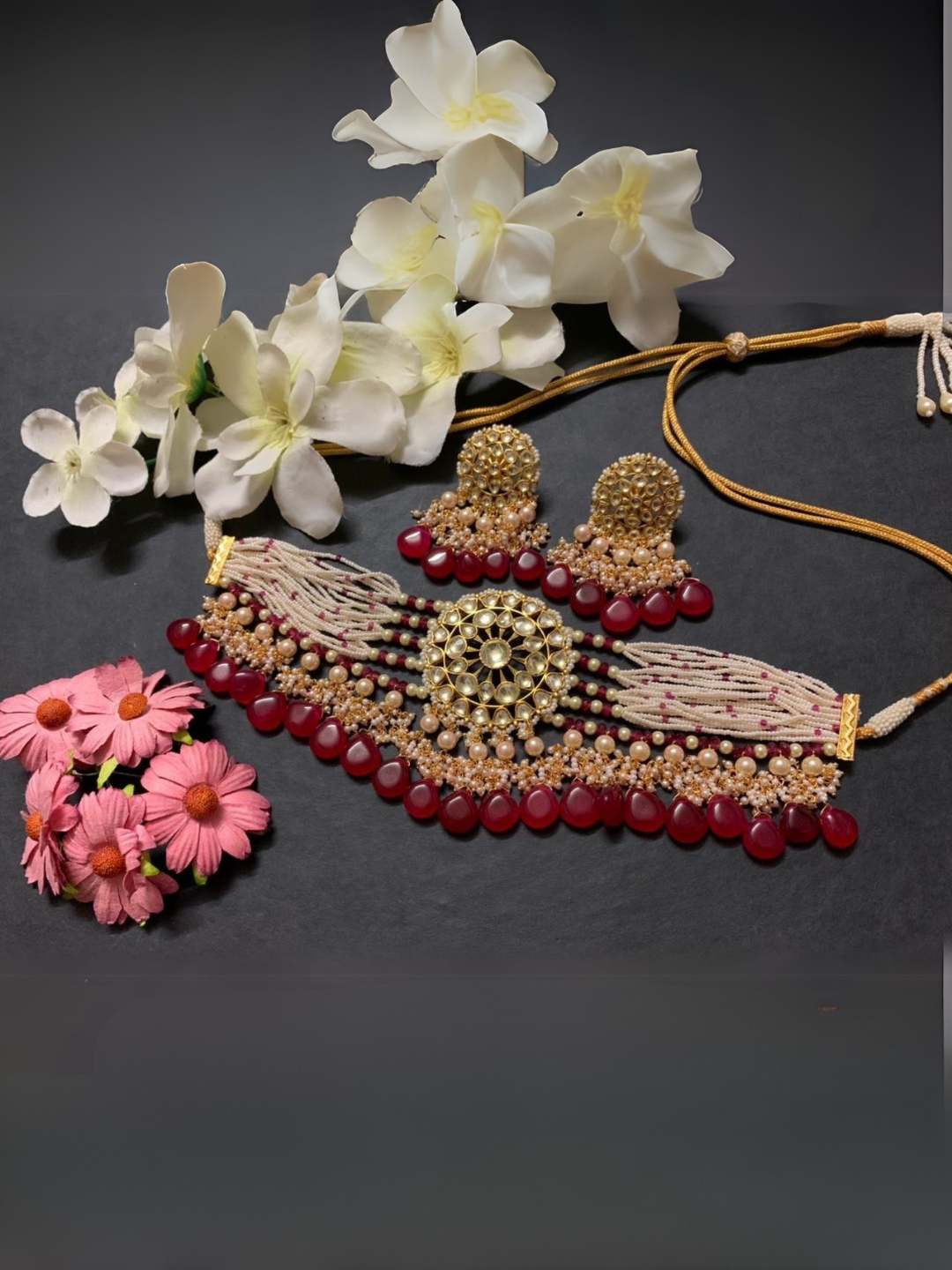 Ishhaara Green Pearl Drop Pachi Kundan Choker