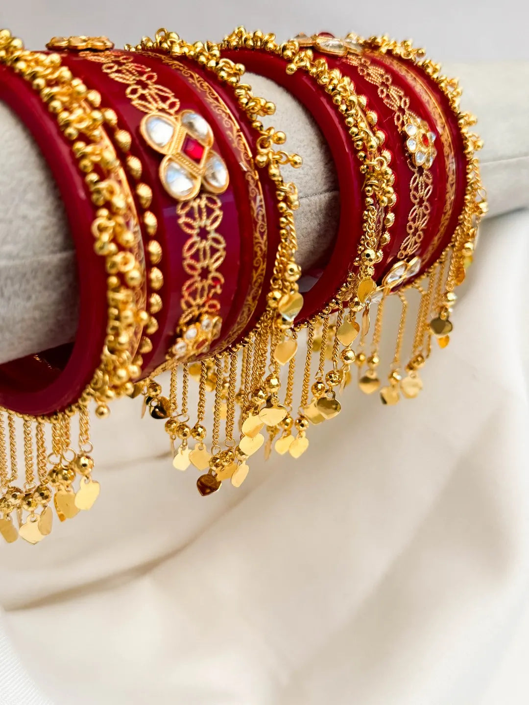 Ishhaara Red Rajasthani Styled Chooda Set With Ghoogroo Bangles