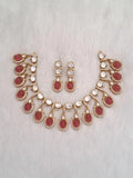 Ishhaara Red Rajwadi Crystal And Austrian Stone Necklace Set