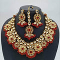 Ishhaara Round Flower Kundan Necklace Earring And Teeka Set