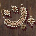 Ishhaara Red Round Kundan Studded Outline Necklace Set