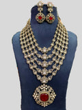 Ishhaara Red Royal Designer Ethnic Layered Necklace