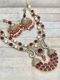 Ishhaara Red Royal Stone Studded Kundan Necklace Set