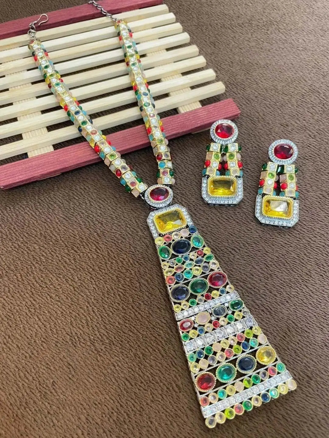 Ishhaara Red Sabyasachi Inspired Long Pendant Necklace