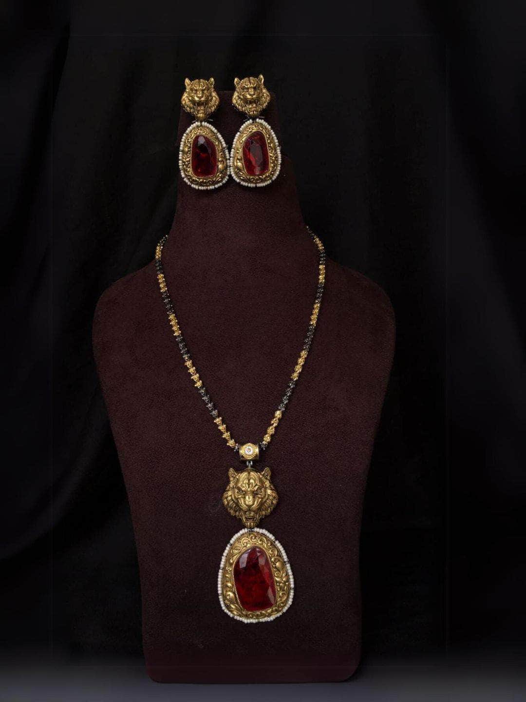 Ishhaara Red Sabyasachi Inspired Premium pendant set