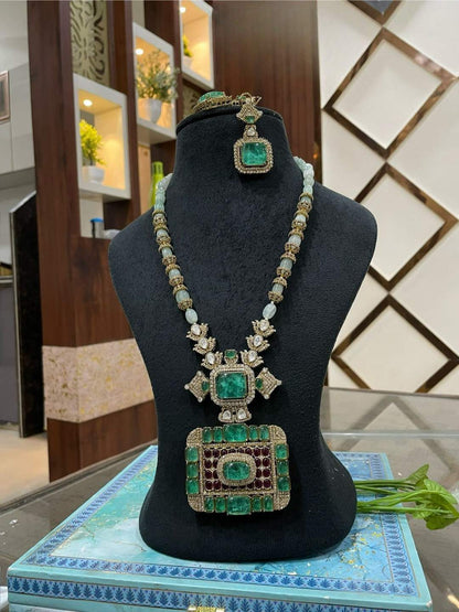 Ishhaara Red Sakshi Tanwar Inspired Long Bridal Necklace