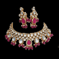 Ishhaara Red Simple Kundan Drop Hanging Necklace Set