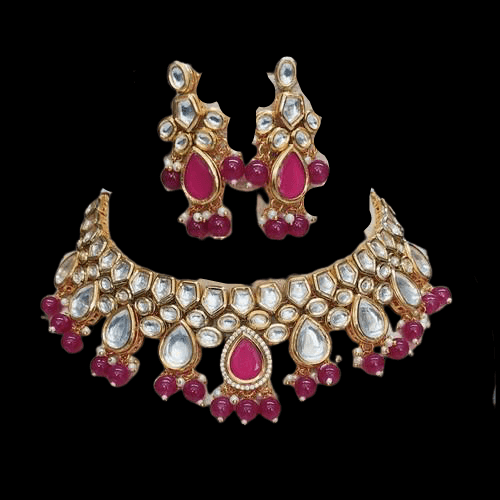 Ishhaara Simple Kundan Drop Hanging Necklace Set