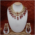 Ishhaara Red Simple Kundan Tumble Necklace And Earring Set