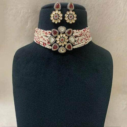 Ishhaara Small Pearls Choker And Earring Set