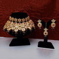 Ishhaara Red Star Choker Bridal Necklace Earring And Teeka Set