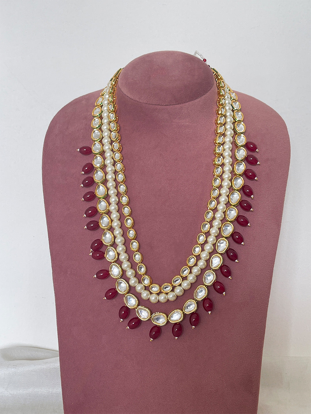 Ishhaara Red Stunning Kundan Long Necklace