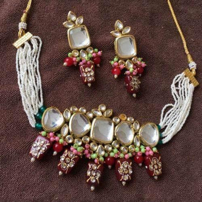 Ishhaara Sukhmani Gambhir In Square Kundan Moti Choker And Earring Set