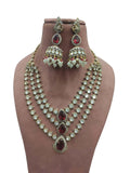 Ishhaara Red Three Layered Traditional Jewellery Necklace Set