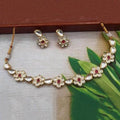 Ishhaara Red Tiny Flower Motif Simple Necklace Set