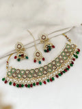 Ishhaara Red Traditional Drop Shaped Kundan Choker Necklace