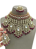 Ishhaara Red Tranditional Gold Plated Choker Necklace