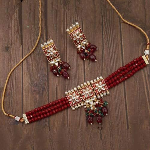 Ishhaara Triple Square Choker Necklace Set