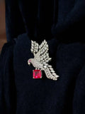 Ishhaara Red Victorian Bird Shaped Groom Brooch