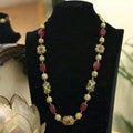 Ishhaara Red Victorian Colored Semi Precious Single Line Necklace