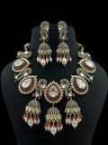 Ishhaara Red Victorian Jhumka Studded Bridal Necklace