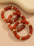 Ishhaara Red Vintage Acrylic Bamboo Beads Bracelet