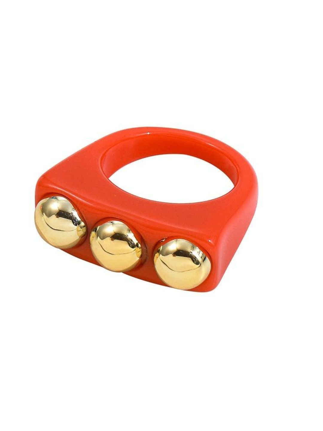 Ishhaara Red Vintage Acrylic Metal Chunky Rings