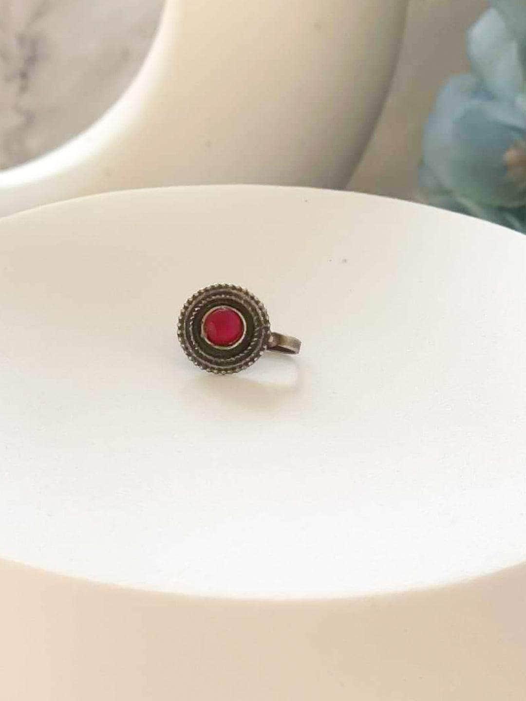 Ishhaara Red Wonder Oxidised Nose Pin