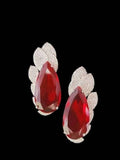 Ishhaara Red Zircon Rain Drop Dangler Earrings