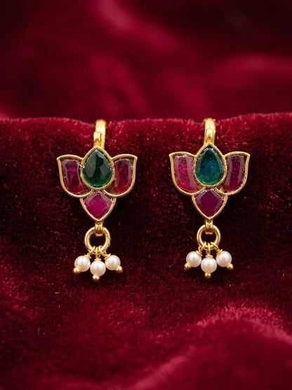 Ishhaara Regal Bloom Lotus Pearl Ear Cuffs