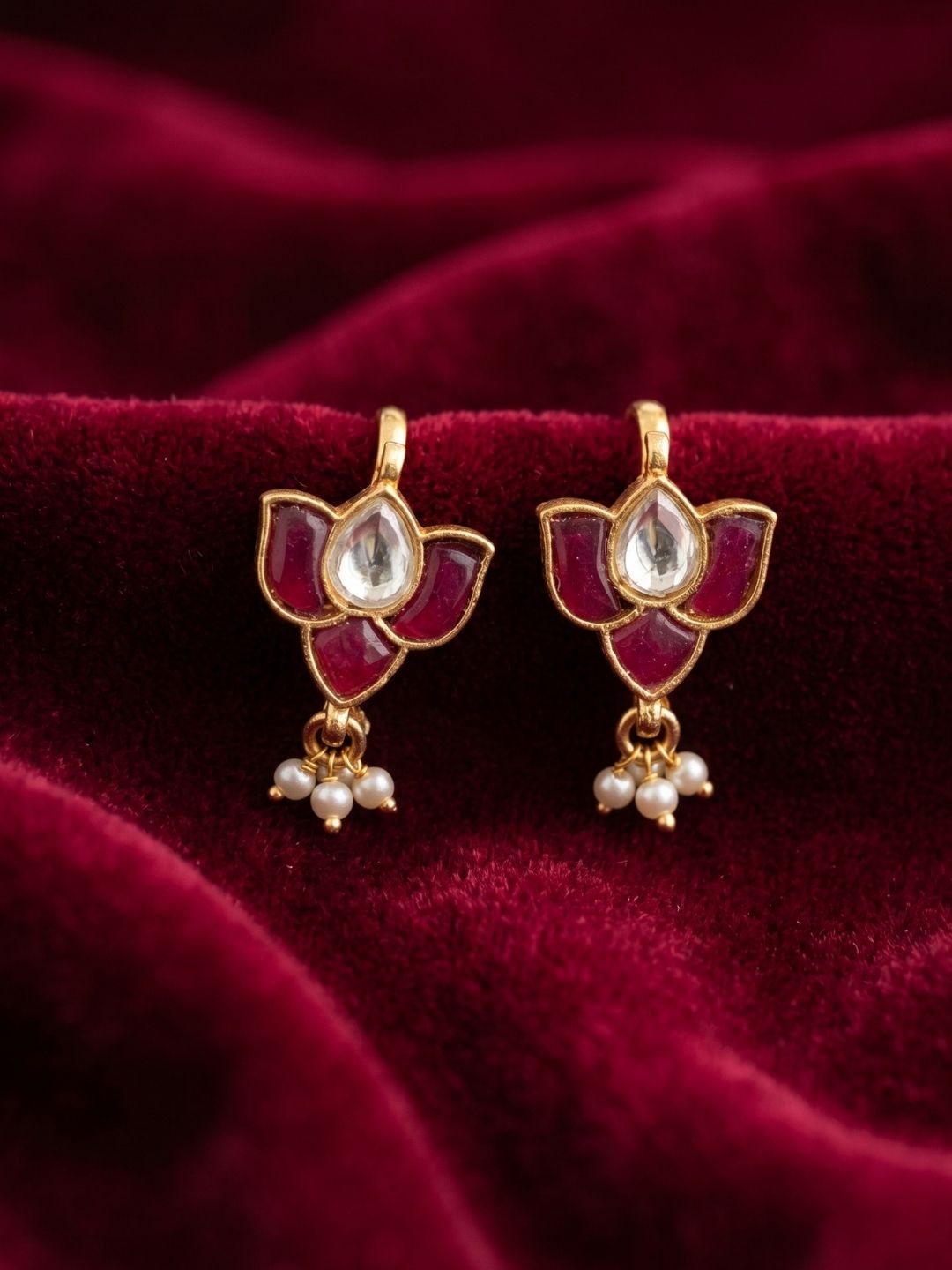 Ishhaara Regal Bloom Lotus Pearl Ear Cuffs
