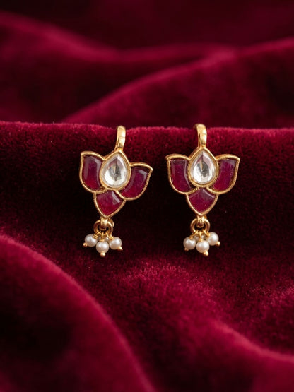 Ishhaara Regal Bloom Lotus Pearl Ear Cuffs