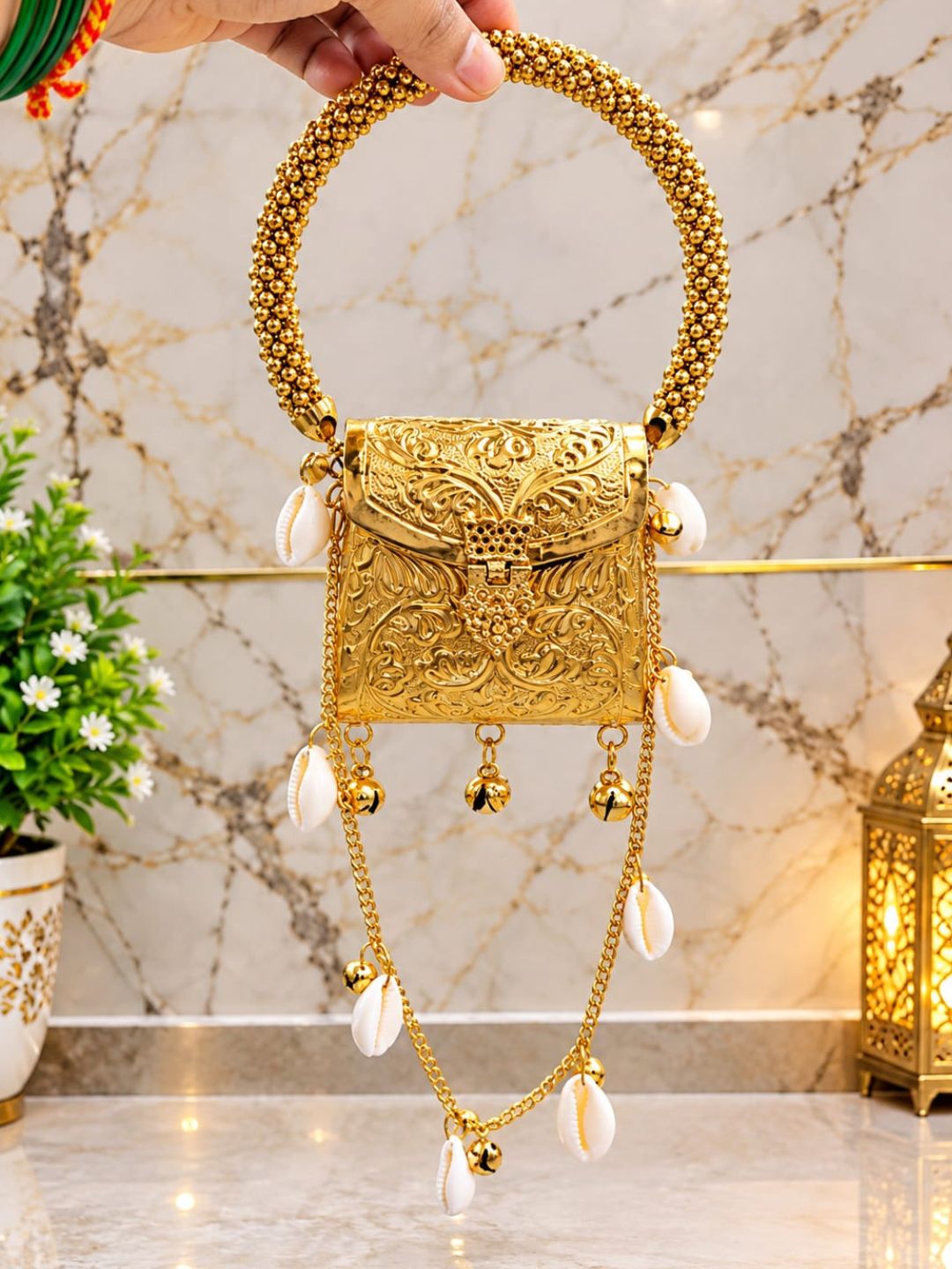 Ishhaara Regal Filigree Gold Small Potli Bag