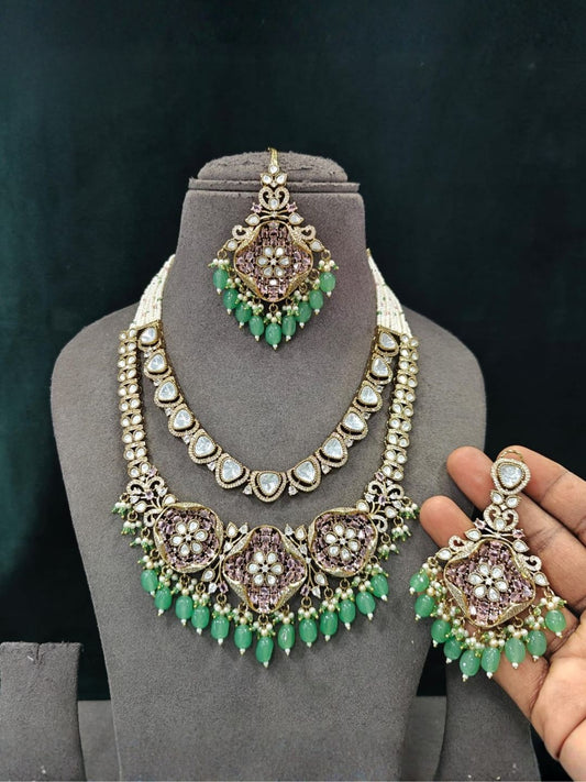 Ishhaara Regal Layered Polki Studded Long Necklace
