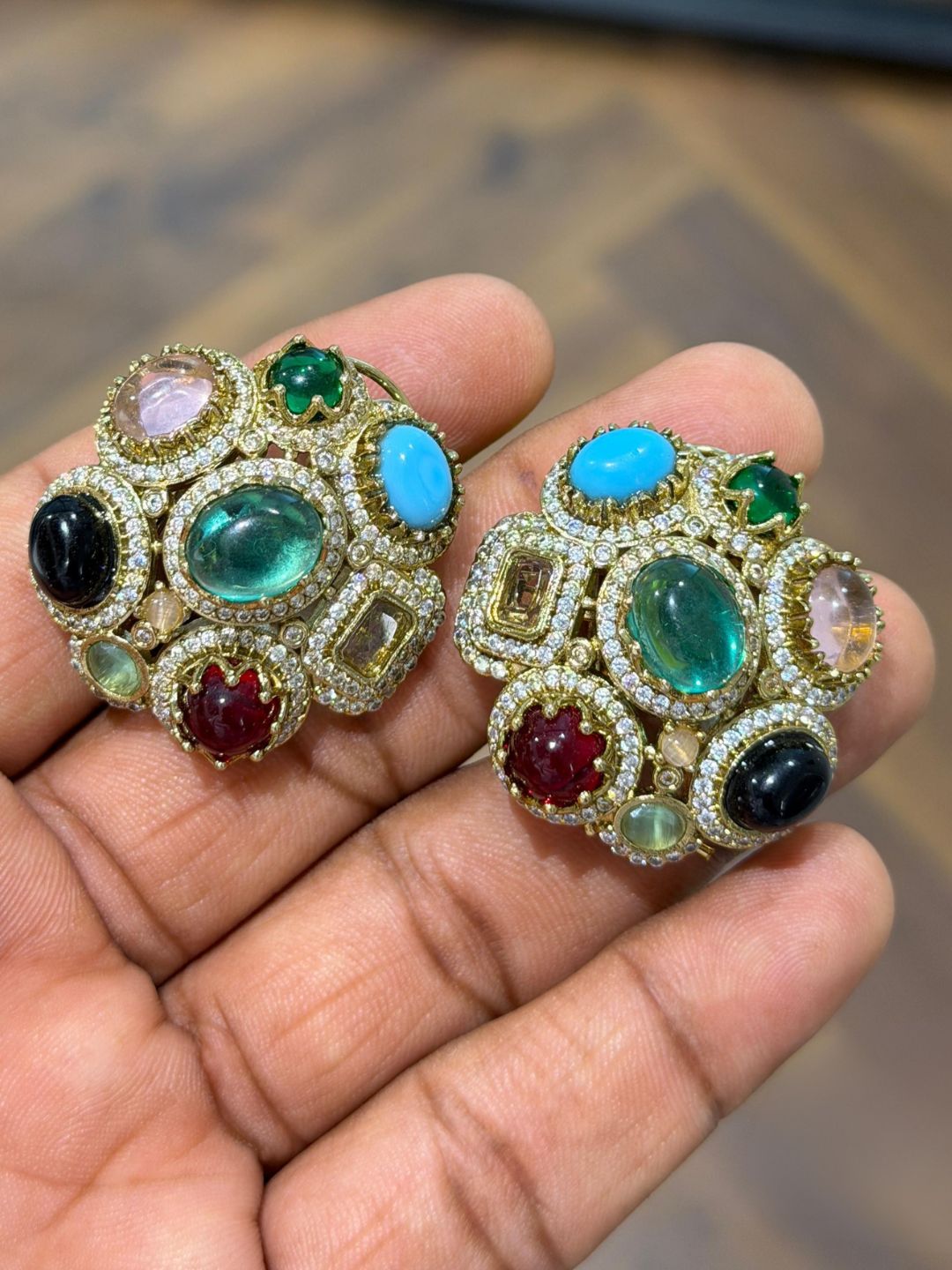 Ishhaara Regal Navratna Blossom Studs