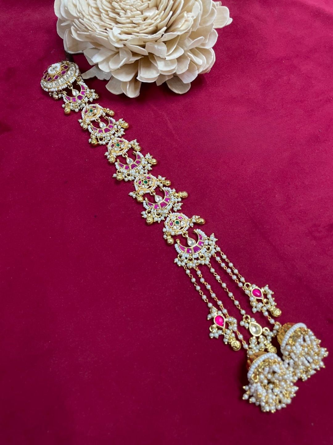 Ishhaara Regal Pachi Kundan Choti Hair Accessory